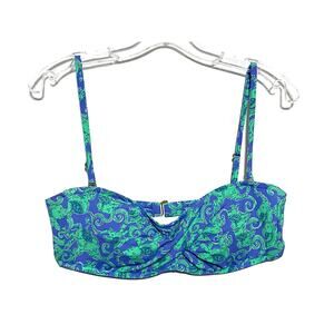 Lilly Pulitzer Loopy Elephant Print Twist Swim Bikini Top Keene Bandeau Womens L